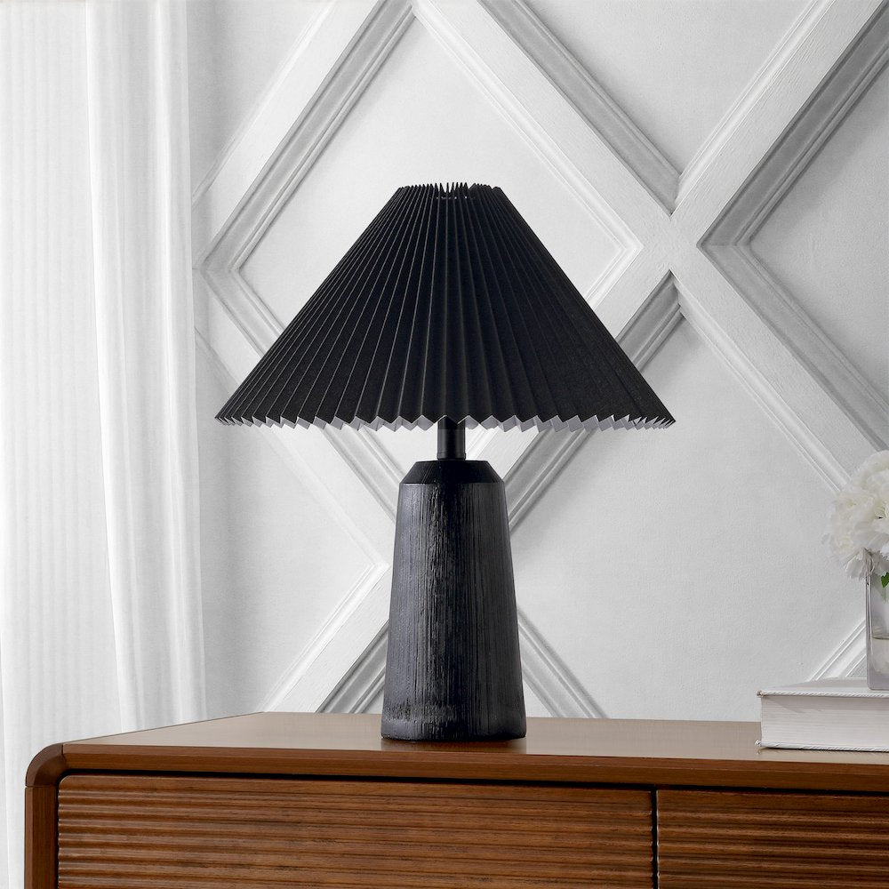 Arvid Resin/Iron Lighthouse LED Table Lamp with Pleated Shade