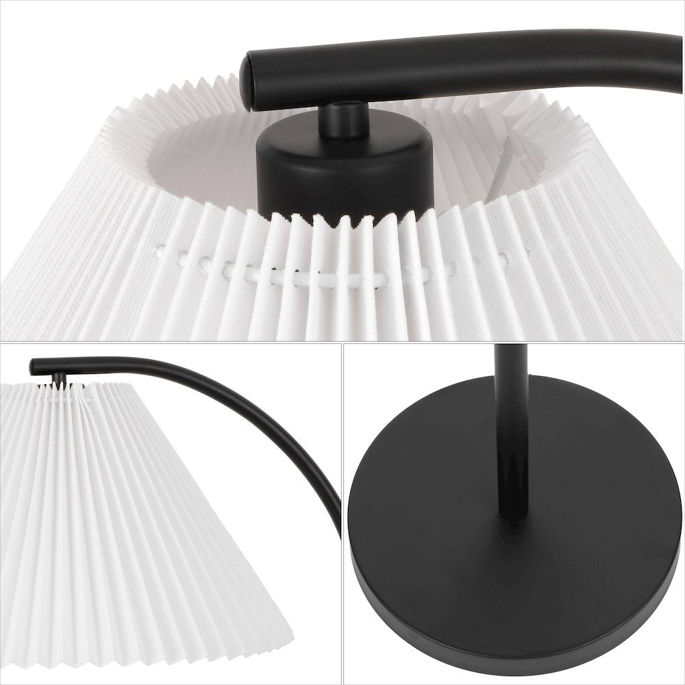 Devon Metal Arc LED Floor Lamp with Pleated Shade
