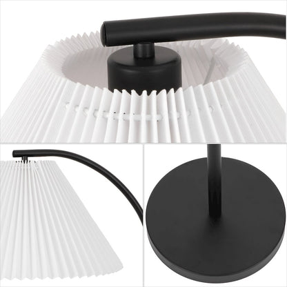 Devon Metal Arc LED Floor Lamp with Pleated Shade