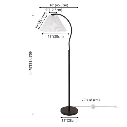 Devon Metal Arc LED Floor Lamp with Pleated Shade