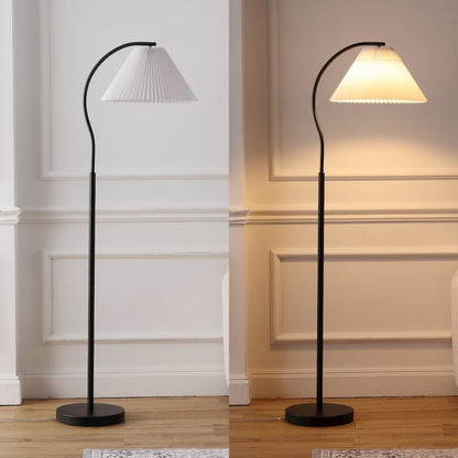 Devon Metal Arc LED Floor Lamp with Pleated Shade
