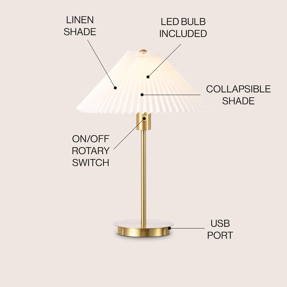 Freida Modern Glam Metal Column Led Table Lamp