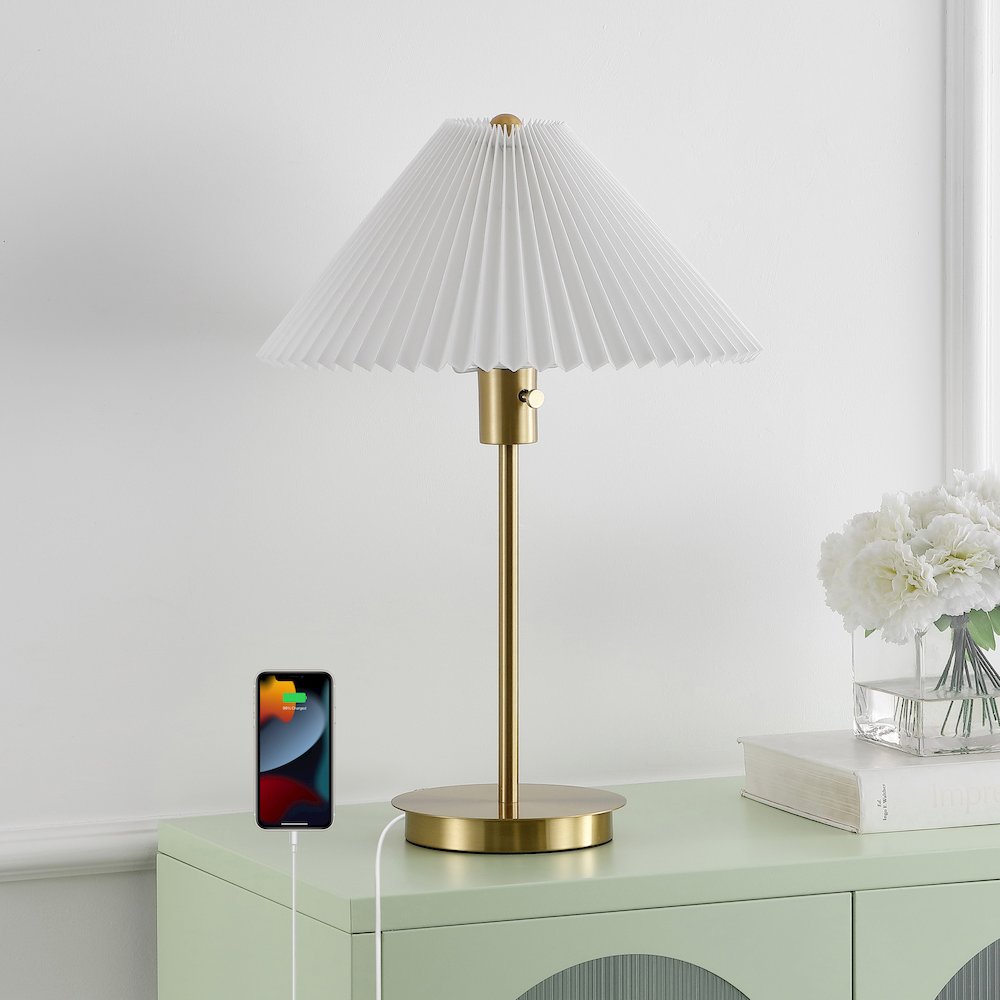 Freida Modern Glam Metal Column Led Table Lamp