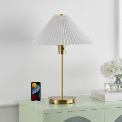 Freida Modern Glam Metal Column Led Table Lamp