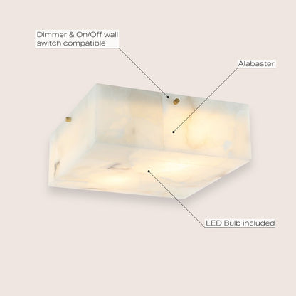 Giulia 2-Light Modern Contemporary Alabaster/Iron Square Led Flush Mount
