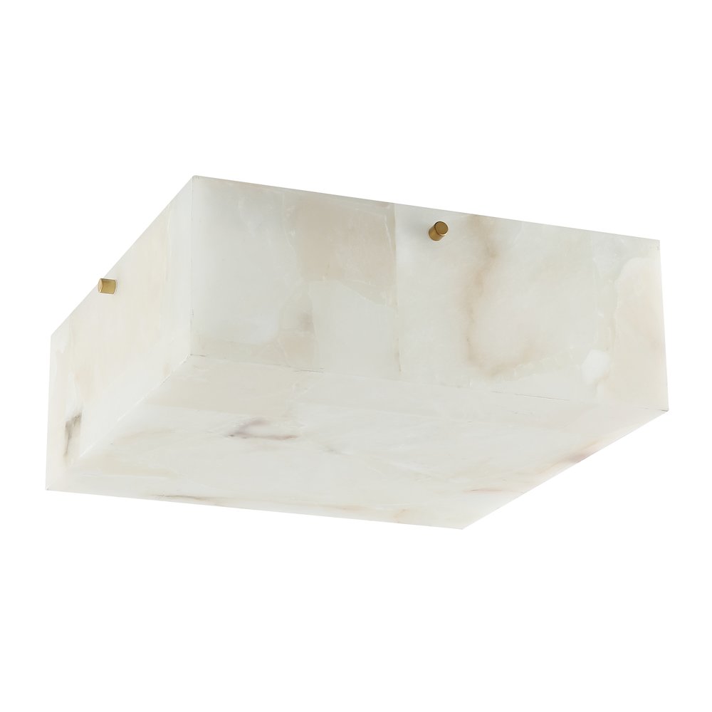Giulia 2-Light Modern Contemporary Alabaster/Iron Square Led Flush Mount