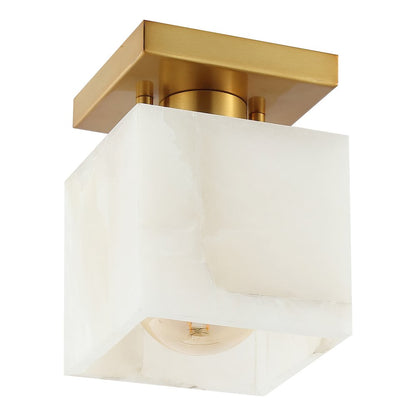 Alessia 1-Light Modern Contemporary Alabaster/Iron Cube Led Semi Flush Mount