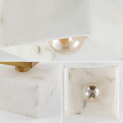 Chiara 1-Light Modern Contemporary Alabaster/Iron Square Led Semi Flush Mount