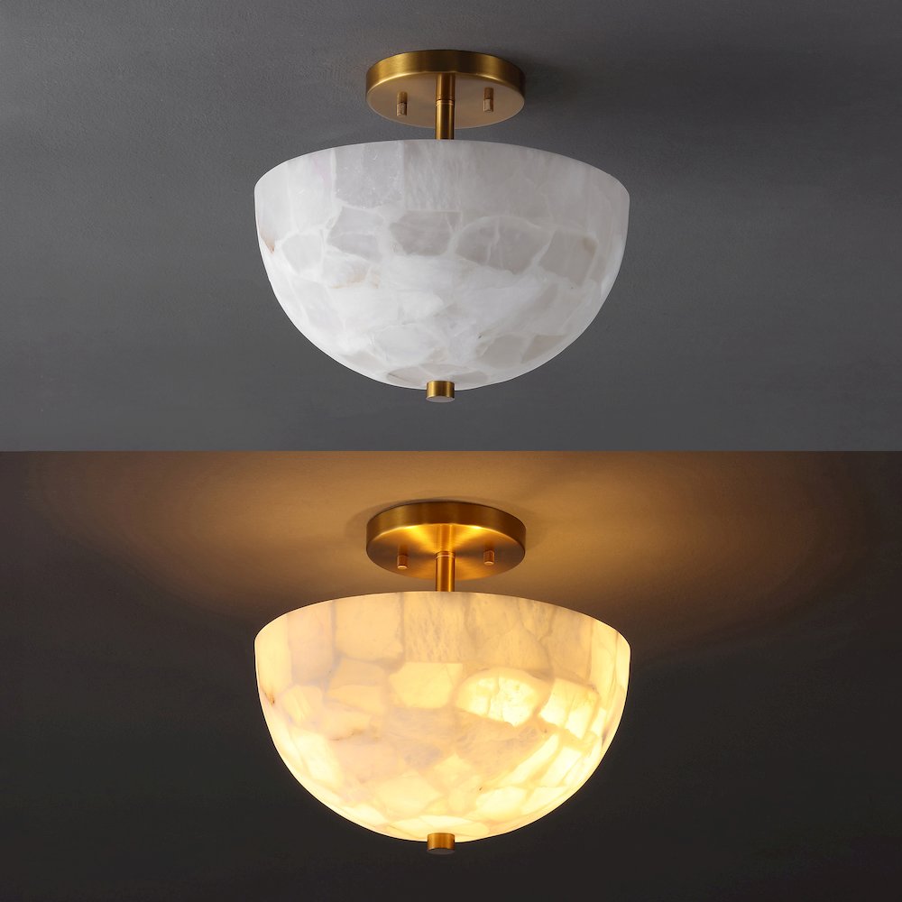 Alabaster/Iron Inverted Dome Led Semi Flush Mount