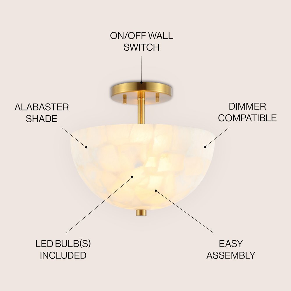 Alabaster/Iron Inverted Dome Led Semi Flush Mount