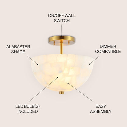 Alabaster/Iron Inverted Dome Led Semi Flush Mount