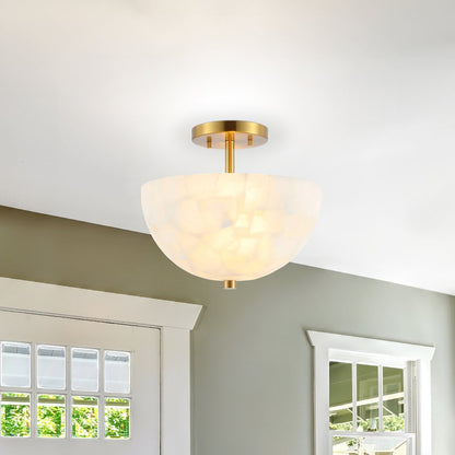 Alabaster/Iron Inverted Dome Led Semi Flush Mount