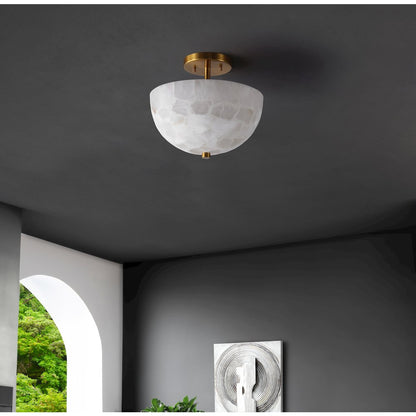 Alabaster/Iron Inverted Dome Led Semi Flush Mount