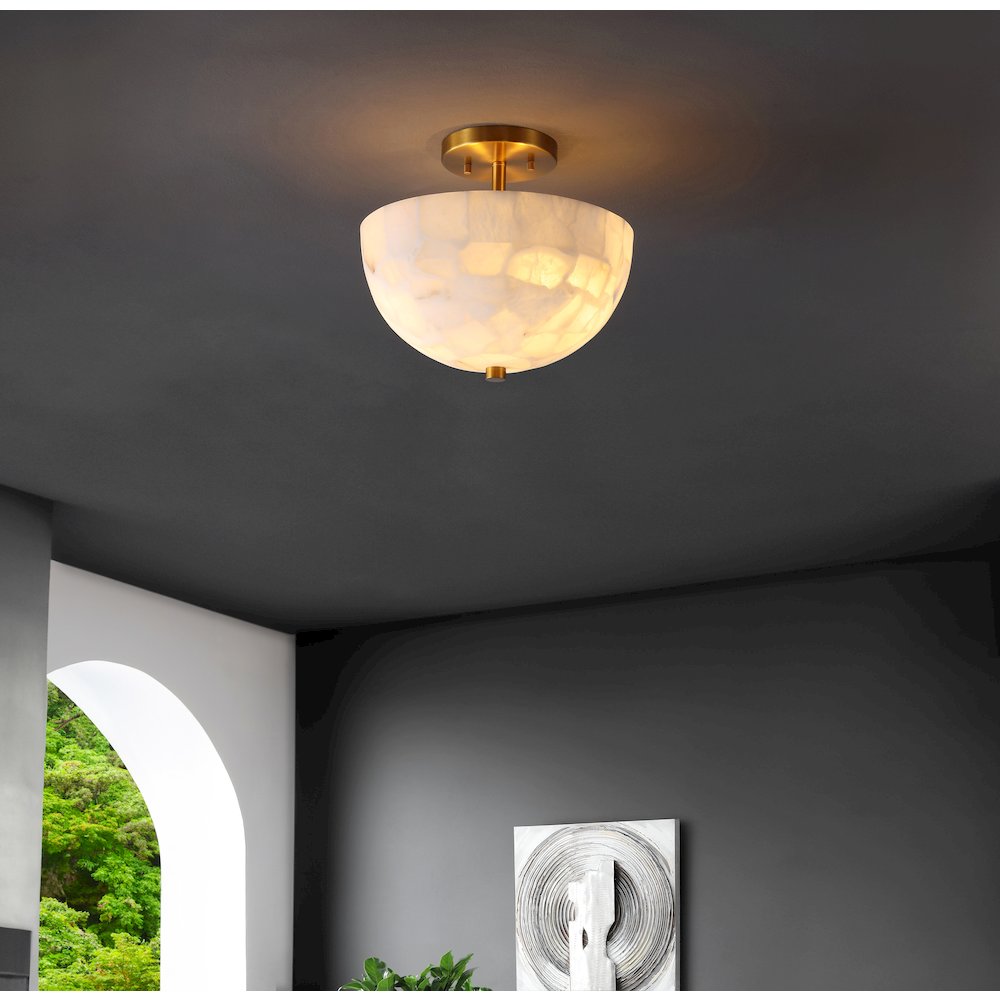 Alabaster/Iron Inverted Dome Led Semi Flush Mount
