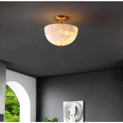 Alabaster/Iron Inverted Dome Led Semi Flush Mount