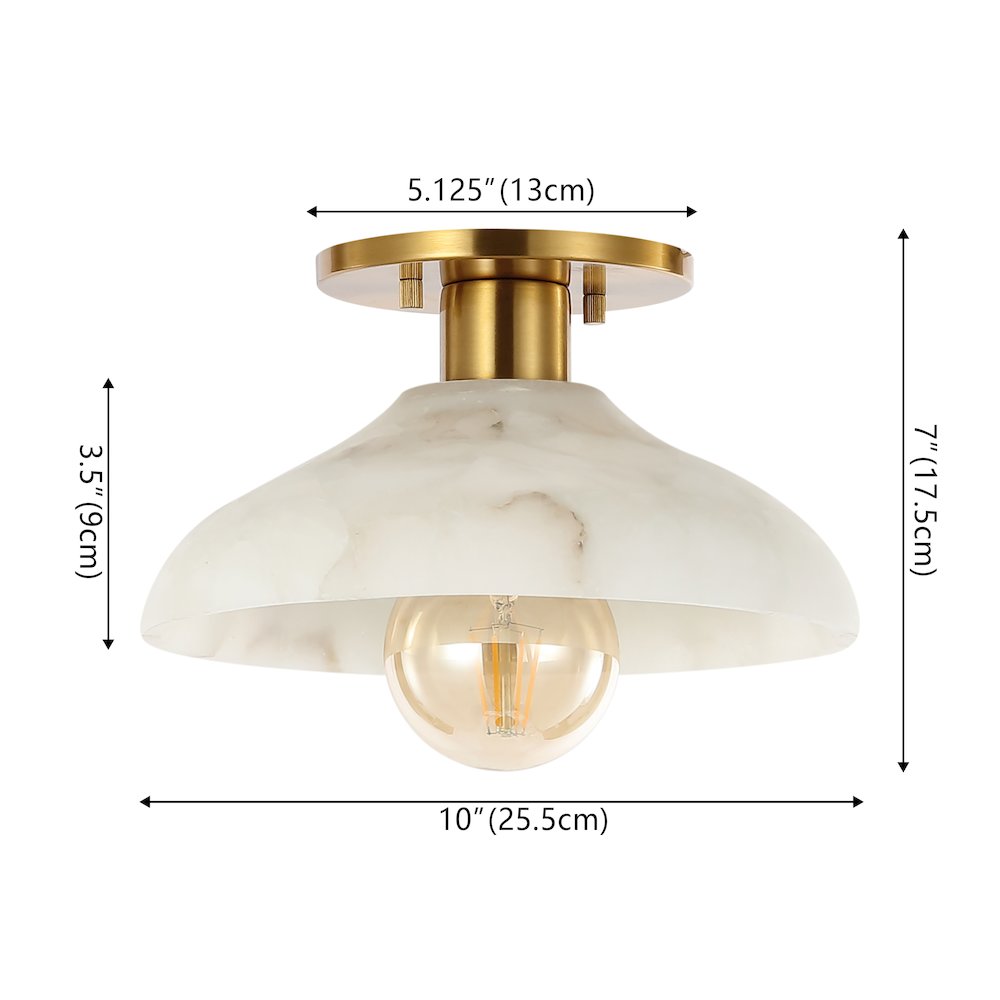 Amara 1-Light Mid-Century Classic Alabaster/Iron Led Semi Flush Mount