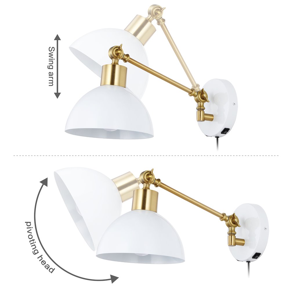 Lisa Swing Arm Modern Midcentury Iron Usb Charging Port Led Sconce