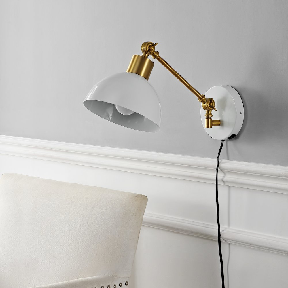 Lisa Swing Arm Modern Midcentury Iron Usb Charging Port Led Sconce