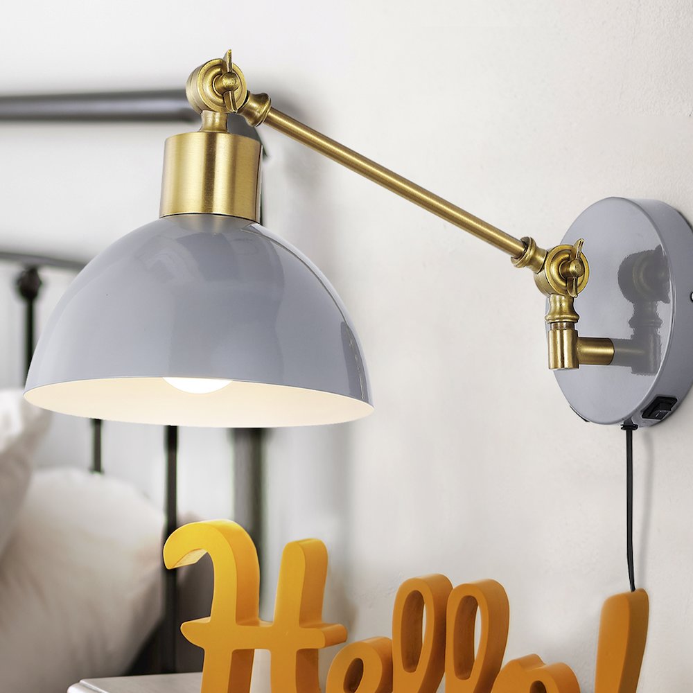 Lisa Swing Arm Modern Midcentury Iron Usb Charging Port Led Sconce