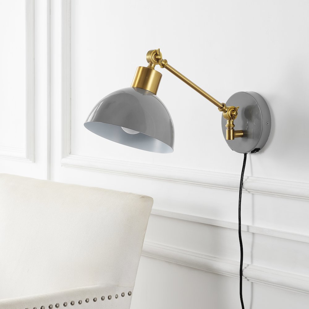 Lisa Swing Arm Modern Midcentury Iron Usb Charging Port Led Sconce