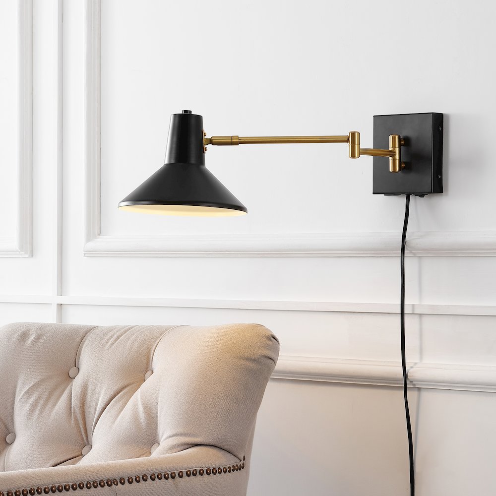 Hygge Swing Arm Modern Midcentury Iron Usb Charging Port Led Sconce