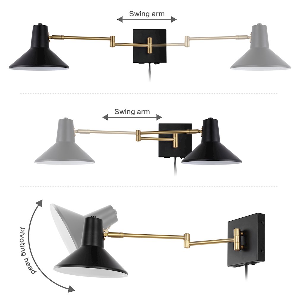 Hygge Swing Arm Modern Midcentury Iron Usb Charging Port Led Sconce
