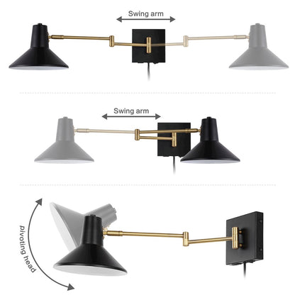 Hygge Swing Arm Modern Midcentury Iron Usb Charging Port Led Sconce