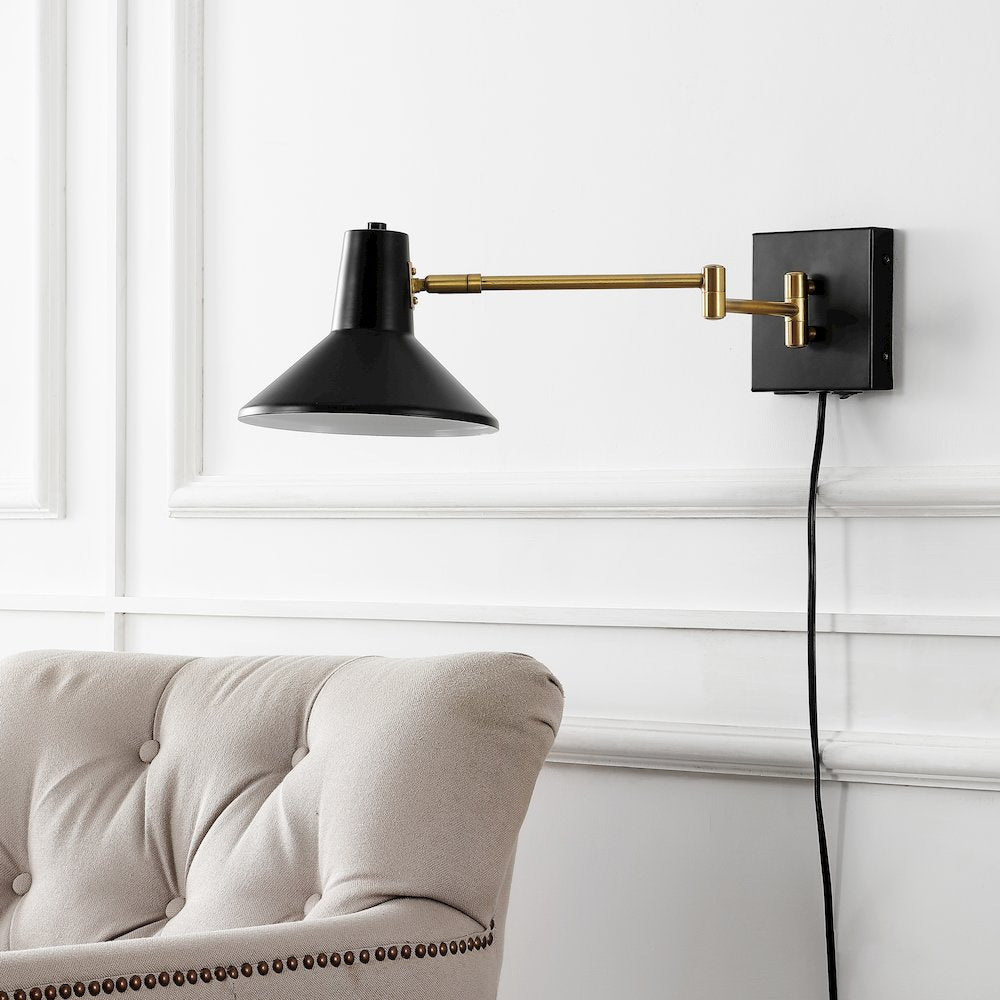 Hygge Swing Arm Modern Midcentury Iron Usb Charging Port Led Sconce