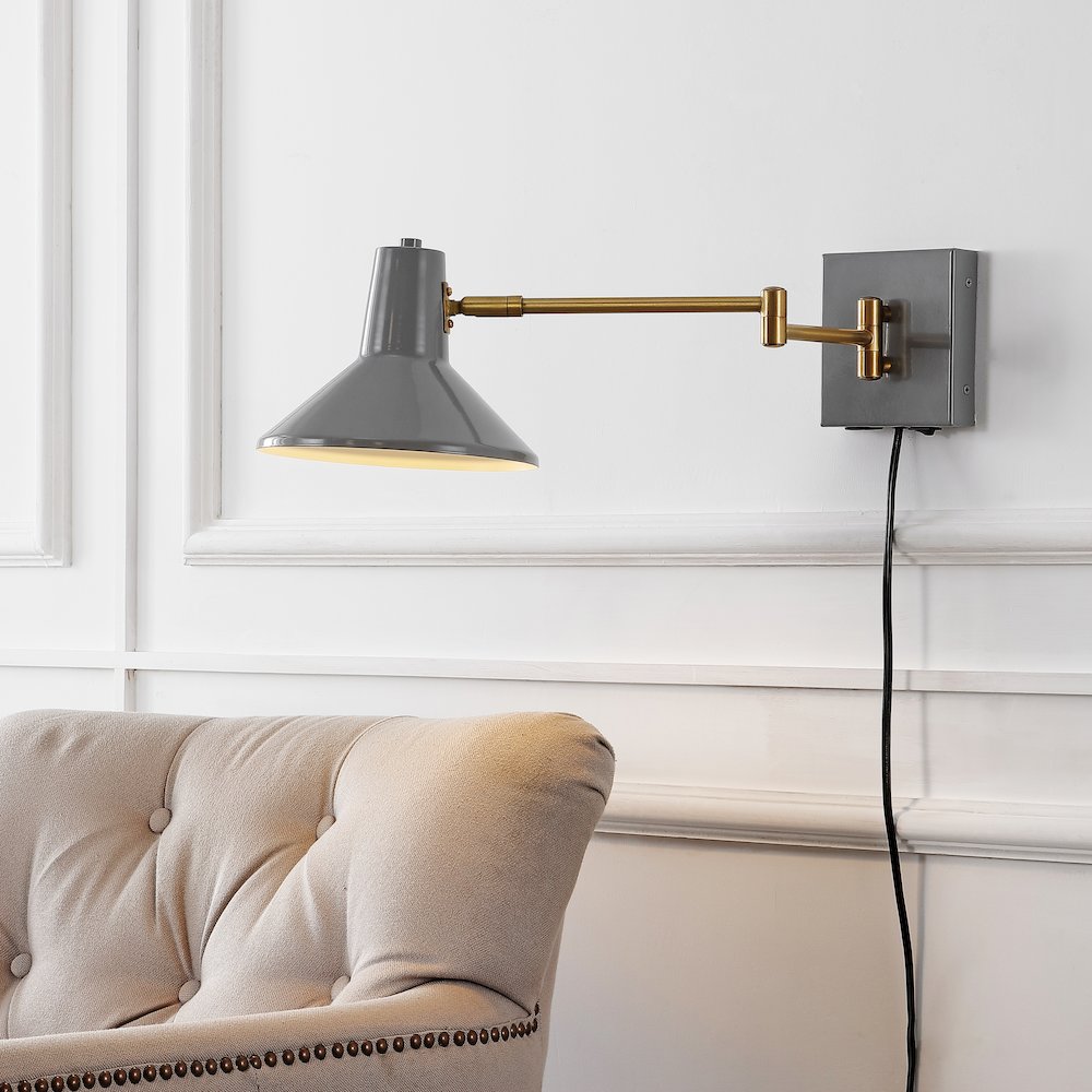 Hygge Swing Arm Modern Midcentury Iron Usb Charging Port Led Sconce
