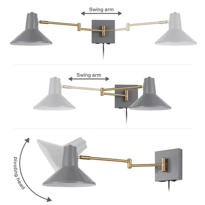 Hygge Swing Arm Modern Midcentury Iron Usb Charging Port Led Sconce