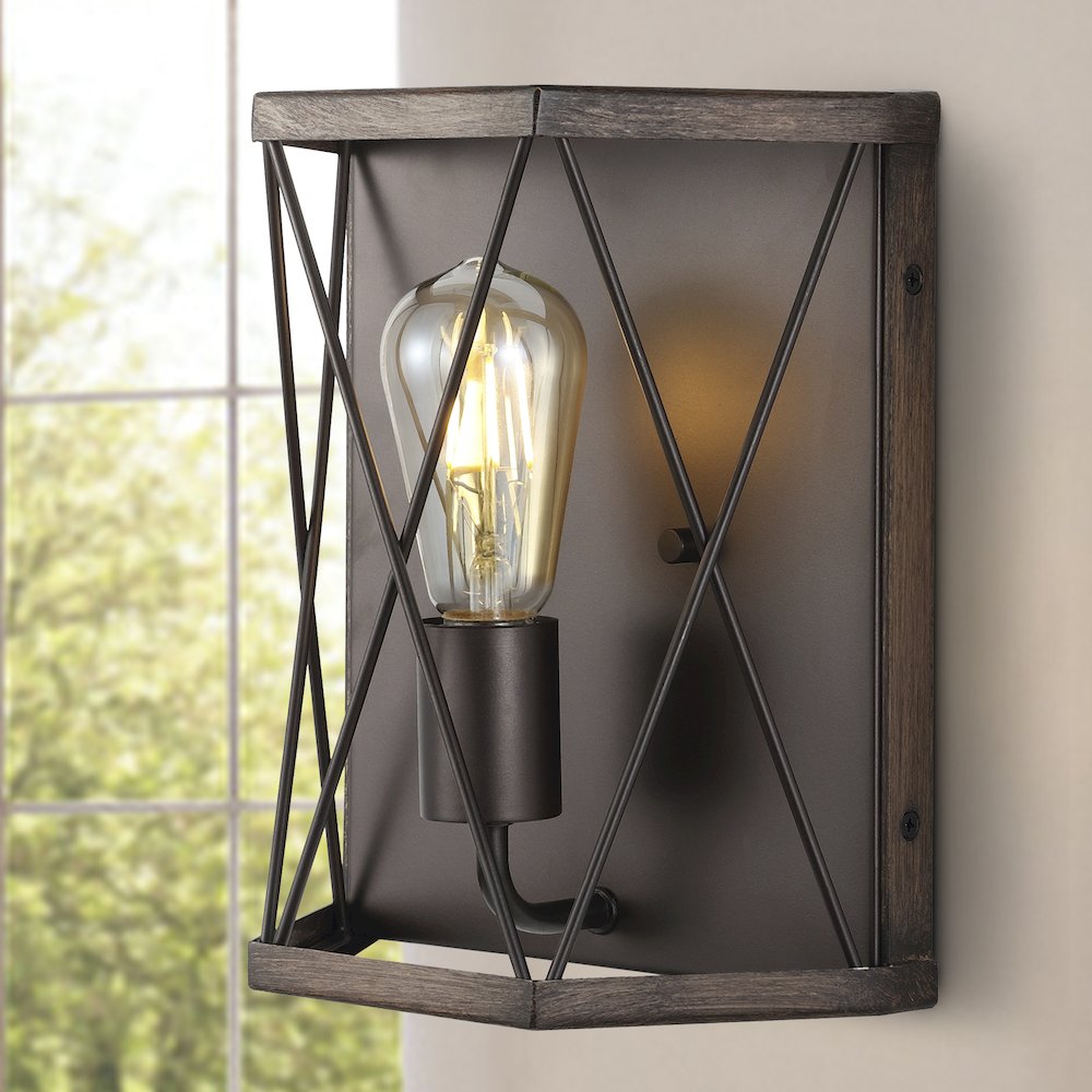 Liam Rustic Farmhouse Iron Led Sconce