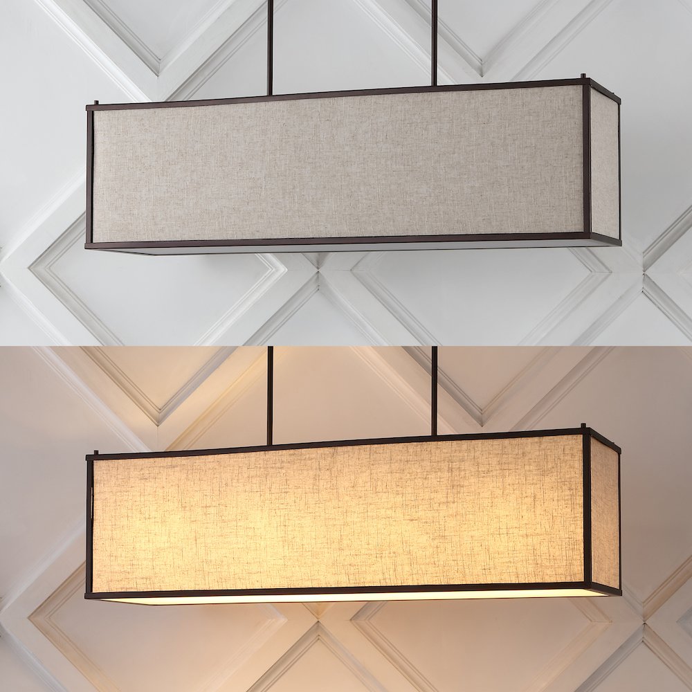 Cole Minimalist Industrial Rectangular Linen Iron Linear Led Pendant