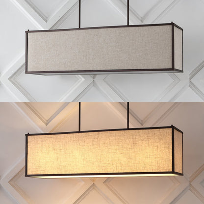 Cole Minimalist Industrial Rectangular Linen Iron Linear Led Pendant