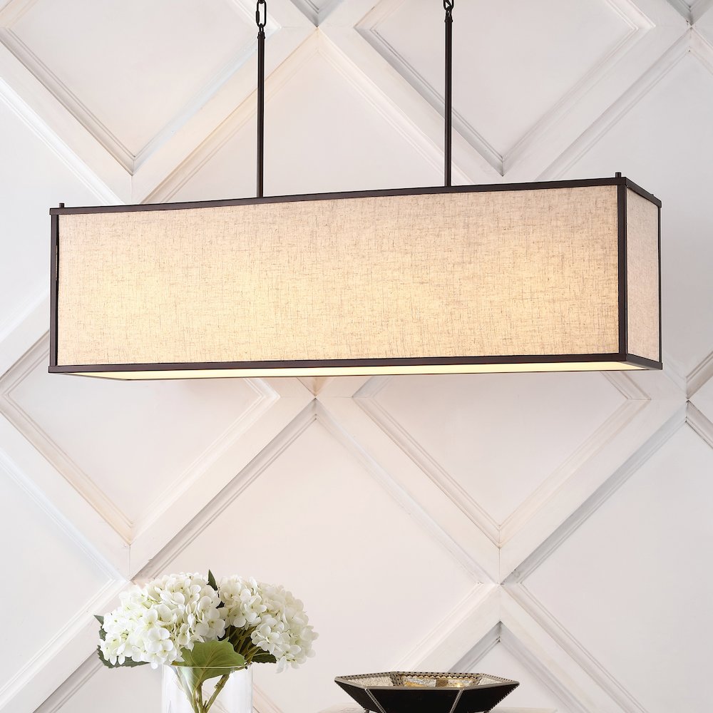 Cole Minimalist Industrial Rectangular Linen Iron Linear Led Pendant