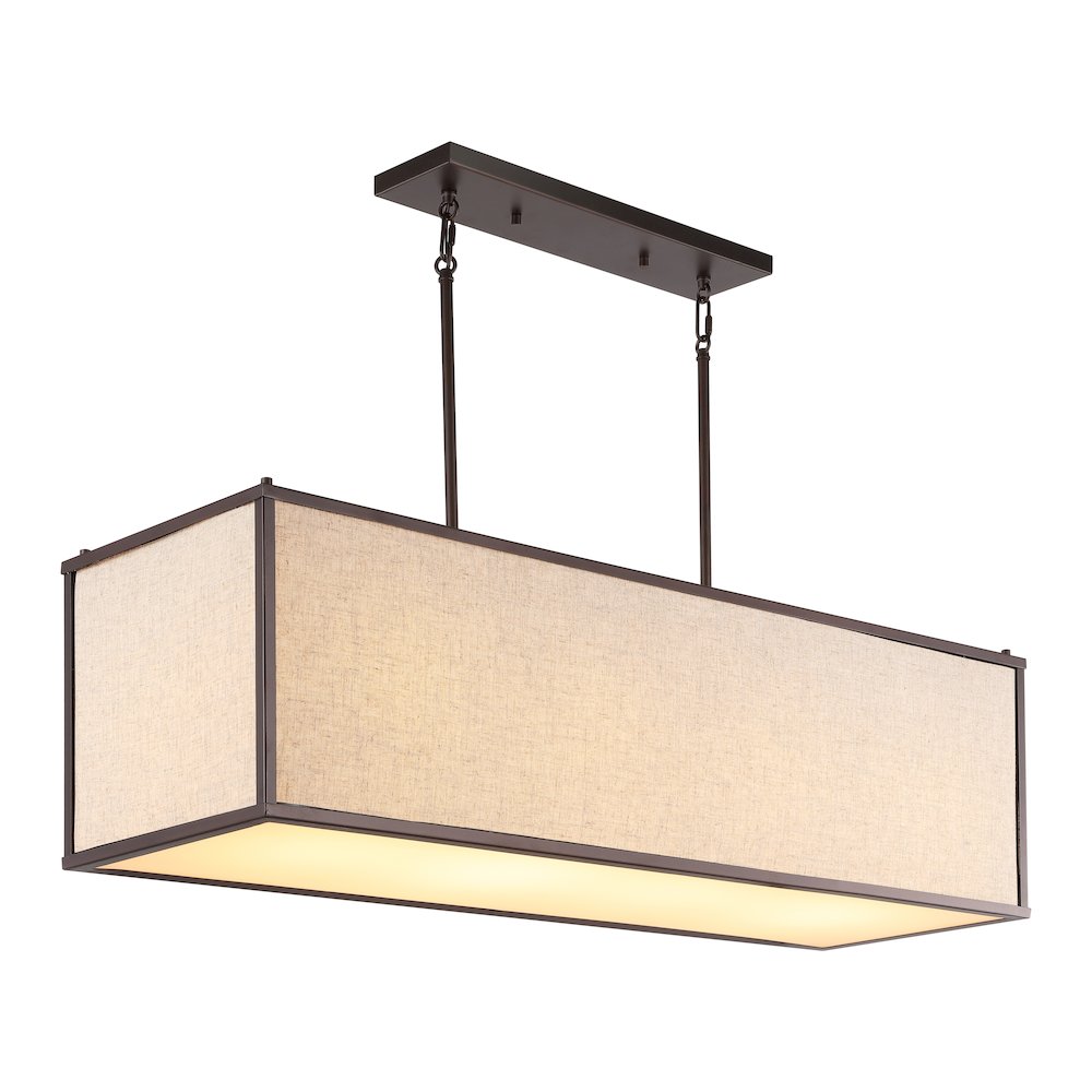 Cole Minimalist Industrial Rectangular Linen Iron Linear Led Pendant
