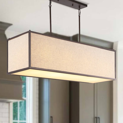 Cole Minimalist Industrial Rectangular Linen Iron Linear Led Pendant