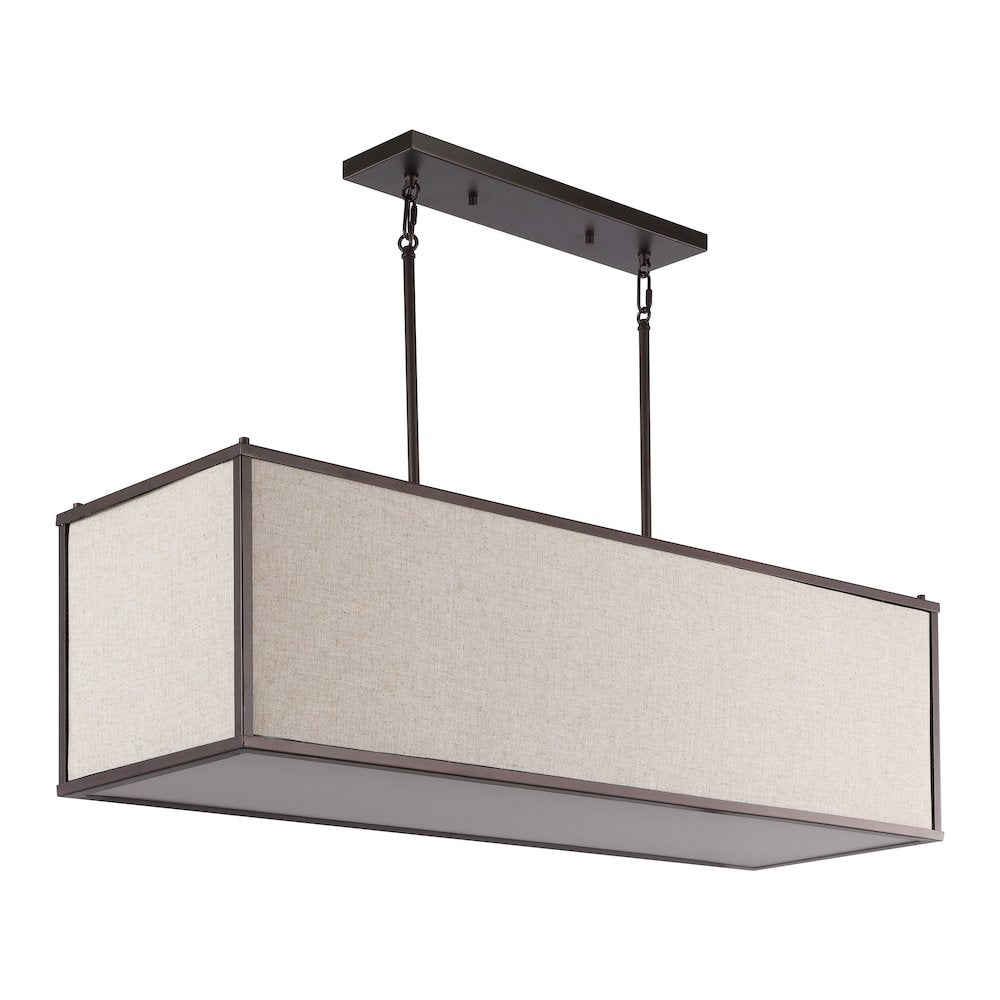 Cole Minimalist Industrial Rectangular Linen Iron Linear Led Pendant