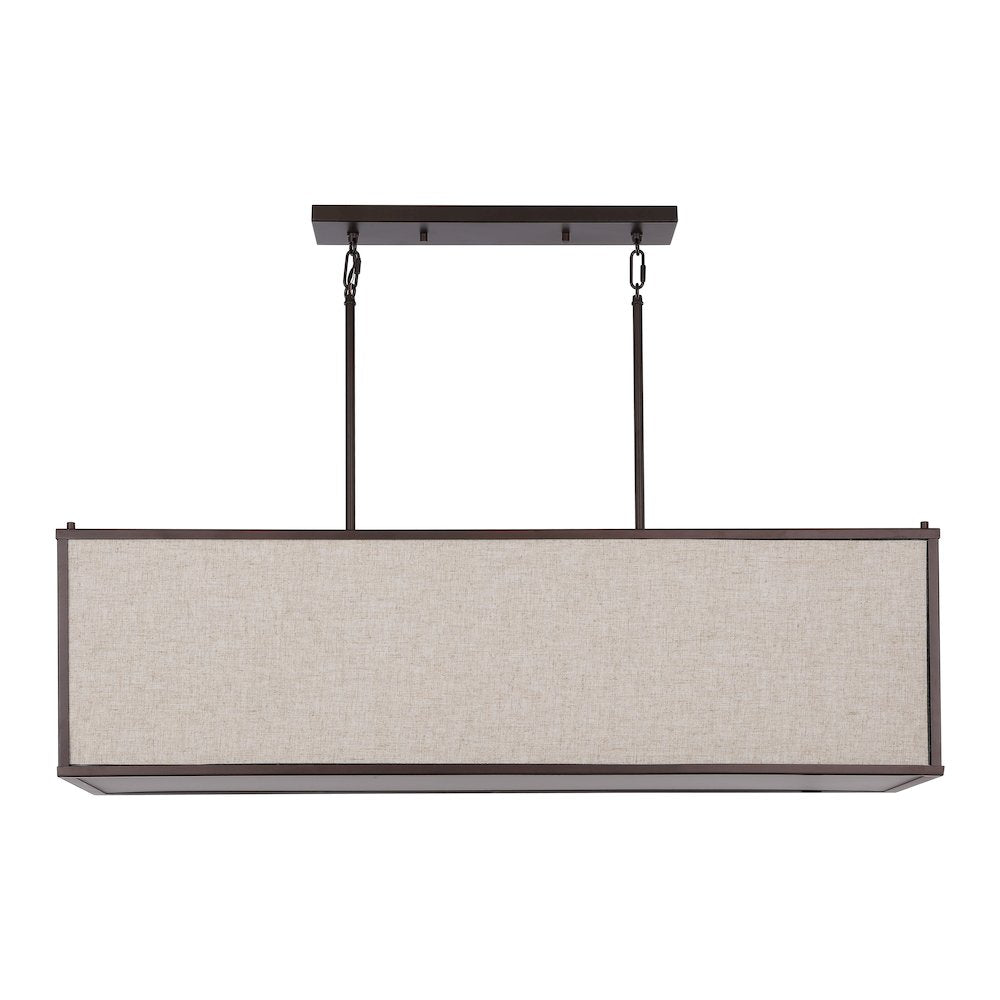 Cole Minimalist Industrial Rectangular Linen Iron Linear Led Pendant