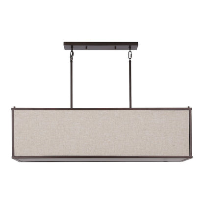 Cole Minimalist Industrial Rectangular Linen Iron Linear Led Pendant