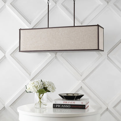 Cole Minimalist Industrial Rectangular Linen Iron Linear Led Pendant