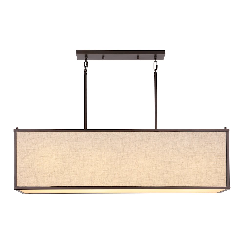 Cole Minimalist Industrial Rectangular Linen Iron Linear Led Pendant