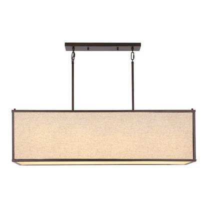 Cole Minimalist Industrial Rectangular Linen Iron Linear Led Pendant