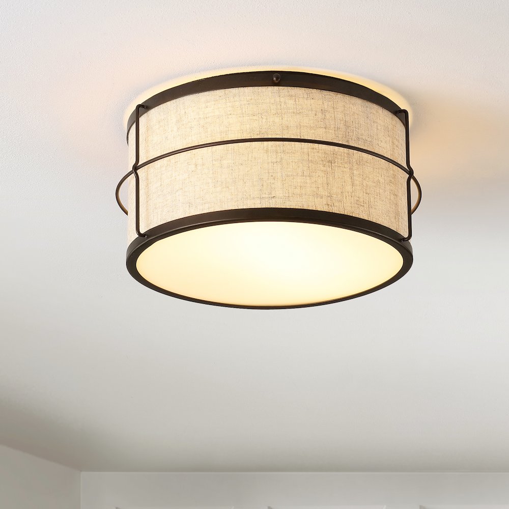 Evan Rustic Farmhouse Iron Led Flush Mount