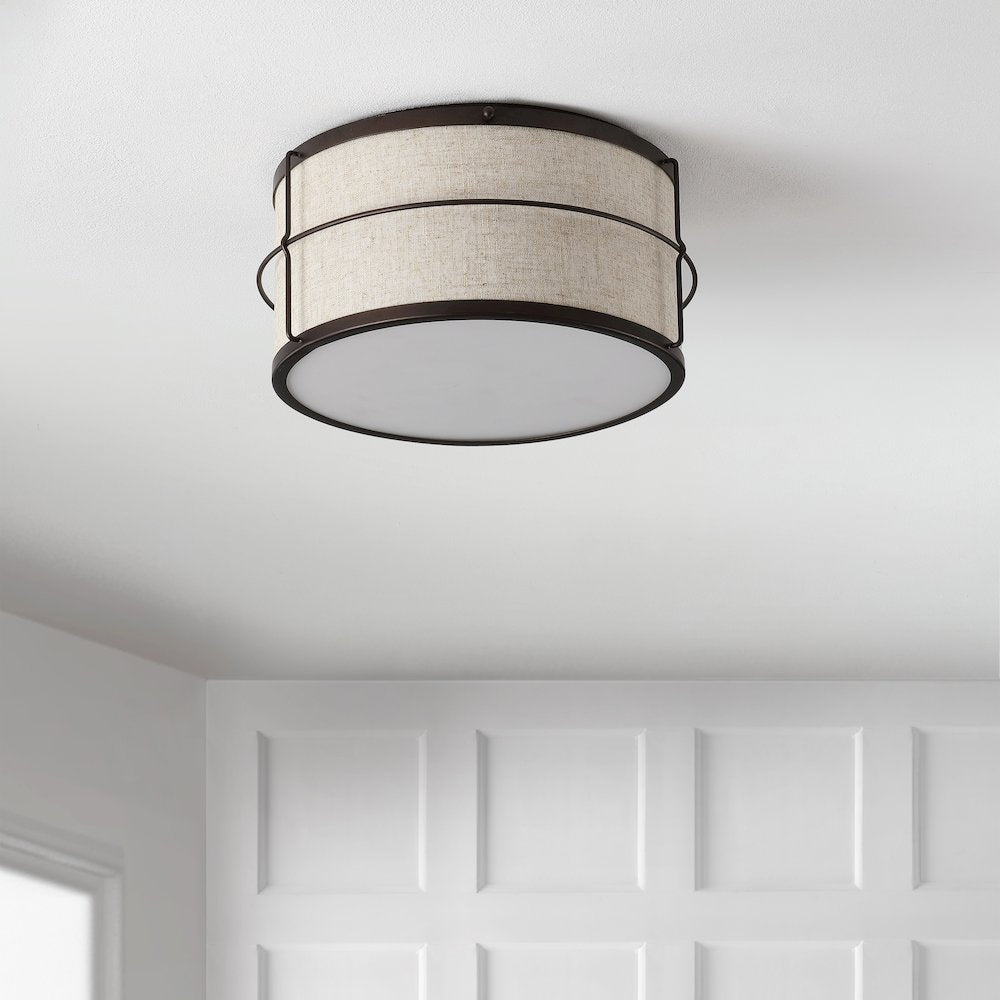 Evan Rustic Farmhouse Iron Led Flush Mount