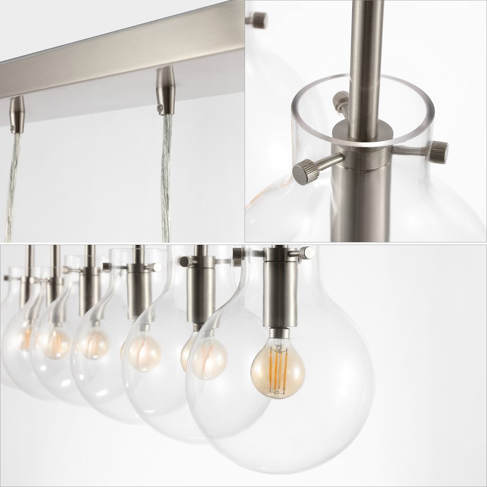 Harlow 6-Light Modern Contemporary Round Glass/Iron Led Linear Pendant