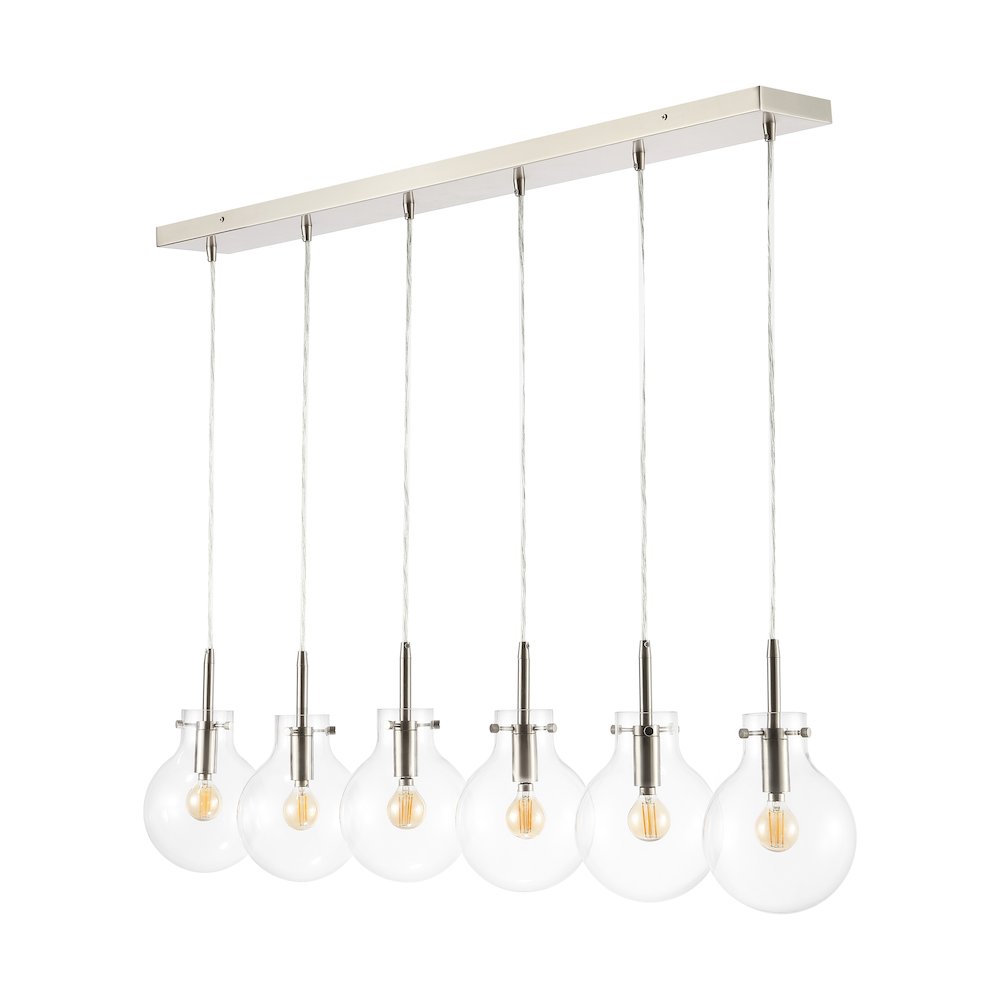 Harlow 6-Light Modern Contemporary Round Glass/Iron Led Linear Pendant
