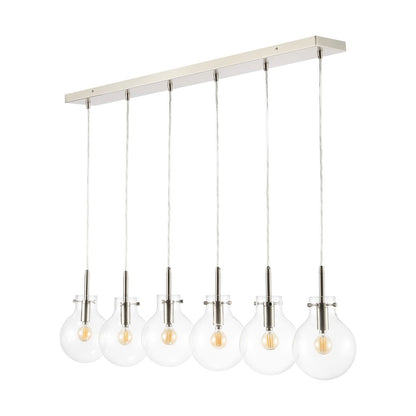 Harlow 6-Light Modern Contemporary Round Glass/Iron Led Linear Pendant