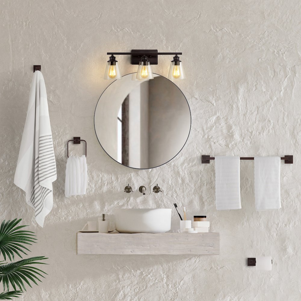 Arlo 3-Light Vintage Classic Vanity Light With Bathroom Hardware Accessory Set
