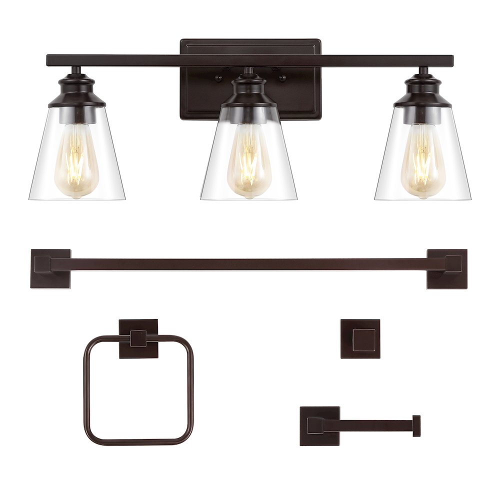 Arlo 3-Light Vintage Classic Vanity Light With Bathroom Hardware Accessory Set
