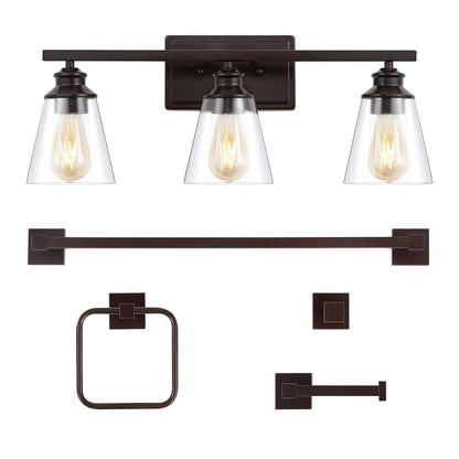 Arlo 3-Light Vintage Classic Vanity Light With Bathroom Hardware Accessory Set